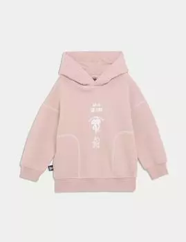 Толстовка с капюшоном из хлопка с надписью Marks & Spencer, розовый