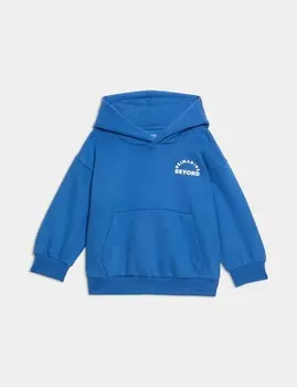 Толстовка с капюшоном из хлопка с надписью Marks & Spencer, синий