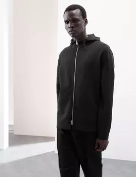 Толстовка с капюшоном из хлопка с застежкой-молнией Autograph, черный