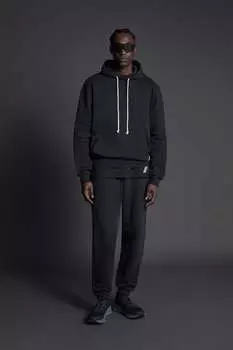 Толстовка с капюшоном из хлопка ZARA, черный