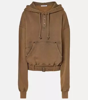 Толстовка с капюшоном из хлопкового джерси Acne Studios, цвет mud brown