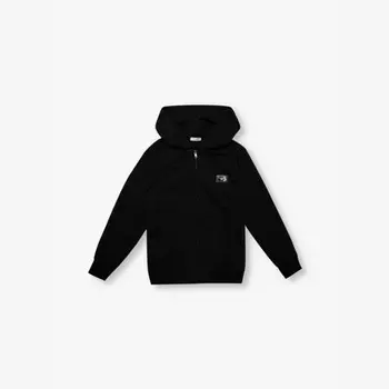 Толстовка с капюшоном из хлопкового трикотажа с фирменной табличкой 6-12 лет Dolce & Gabbana, черный