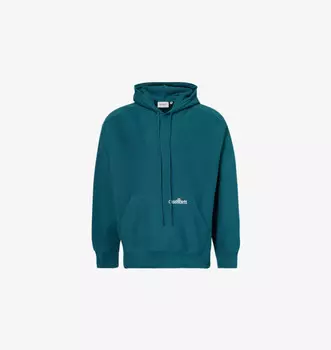Толстовка с капюшоном из хлопкового трикотажа с фирменной вышивкой и карманом-кенгуру Carhartt Wip, цвет malachite