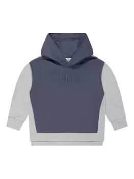 Толстовка с капюшоном из хлопковой смеси Fendi Kids, синий