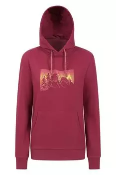 Толстовка с капюшоном из хлопковой смеси с длинными рукавами и принтом «Омбре горы» Mountain Warehouse, красный