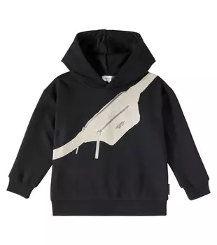 Толстовка с капюшоном из хлопковой смеси с принтом Marc Jacobs Kids, черный