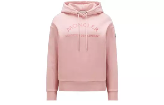 Толстовка с капюшоном из хлопковой смеси с блестящим логотипом Moncler, розовый
