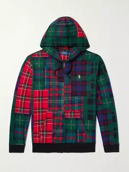 Толстовка с капюшоном из хлопковой смеси в клетку на молнии POLO RALPH LAUREN, зеленый