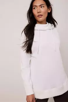 Толстовка с капюшоном из кремовой трикотажной смеси хлопка Mint Velvet, белый