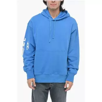 Толстовка с капюшоном из матового хлопка S-MACS-G7 с принтом Diesel, Light Blue