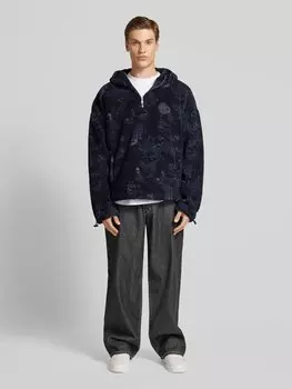 Толстовка с капюшоном из меха Тедди с вышитым логотипом Pegador, черный