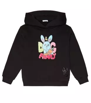 Толстовка с капюшоном из мультяшного хлопка Dolce&Gabbana, черный