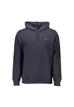 Толстовка с капюшоном из натурального хлопка с аппликацией логотипа Napapijri, синий