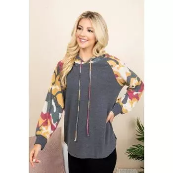 Толстовка с капюшоном из однотонного французского трикотажа FASHNZFAB, цвет charcoal