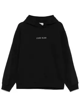 Толстовка с капюшоном из органического хлопка и джерси Stone Island, черный