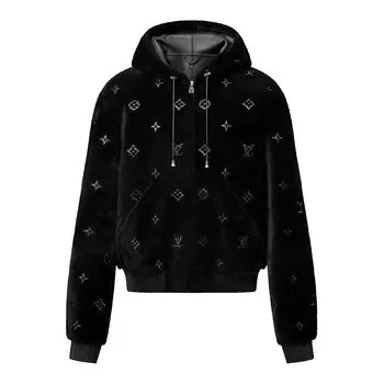 Толстовка с капюшоном из овчины с монограммой Louis Vuitton, черный