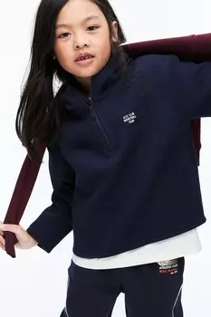 Толстовка с капюшоном из пике с застежкой-молнией H&M, синий