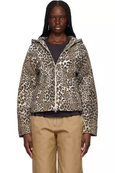 Толстовка с капюшоном из плотного флиса на молнии коричневого и черного цвета GANNI