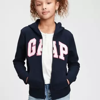 Толстовка с капюшоном из плюша с застежкой-молнией и нашивкой-логотипом Gap, синий