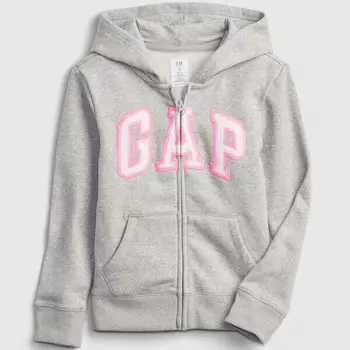 Толстовка с капюшоном из плюша с застежкой-молнией и нашивкой-логотипом Gap, серый