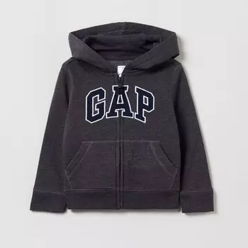 Толстовка с капюшоном из плюша с застежкой-молнией Gap, серый