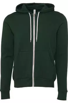 Толстовка с капюшоном из поликоттона и флиса унисекс на молнии / толстовка с капюшоном BELLA + CANVAS, цвет forest green