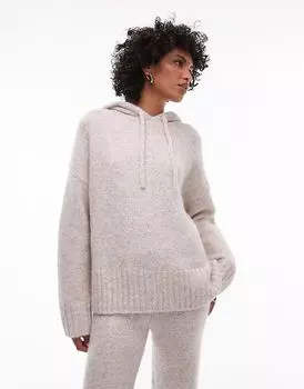 Толстовка с капюшоном из пушистой вязки Topshop цвета овсянки (часть комплекта)