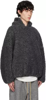 Толстовка с капюшоном из серого флиса Fear of God, Paris sky