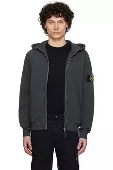 Толстовка с капюшоном из серого флиса Malfil с эффектом старины Stone Island