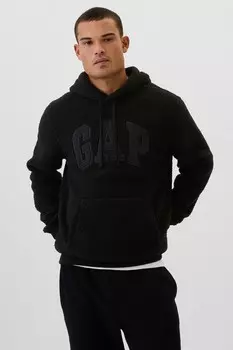 Толстовка с капюшоном из шерпы с логотипом Gap, черный