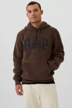 Толстовка с капюшоном из шерпы с логотипом Gap, коричневый