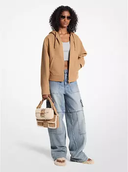 Толстовка с капюшоном из шерстяной смеси на молнии Michael Kors, коричневый