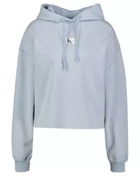 Толстовка с капюшоном из стираной ткани с этикетками Calvin Klein Jeans, синий