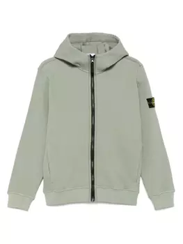 Толстовка с капюшоном из вафельного джерси Stone Island Junior, зеленый