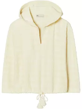 Толстовка с капюшоном из жаккардовой махровой ткани с логотипом Tory Burch, нейтральный