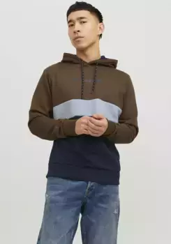 Толстовка с капюшоном Jack & Jones "JJEREID BLOCKING SWEAT HOOD NOOS", цвет Otter