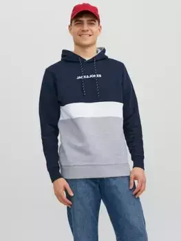 Толстовка с капюшоном Jack & Jones "JJEREID BLOCKING SWEAT HOOD NOOS", синий