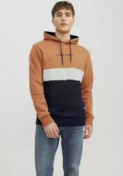 Толстовка с капюшоном Jack & Jones "JJEREID BLOCKING SWEAT HOOD NOOS", цвет Desert Sun