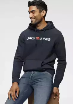 Толстовка с капюшоном Jack & Jones "Logo Hoodie Oldschool", синий