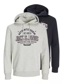 Толстовка с капюшоном JACK & JONES Sweatshirt, цвет navy/white/mottled white