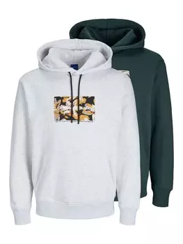 Толстовка с капюшоном JACK & JONES Sweatshirt JORVESTERBRO NEWTON, цвет mottled white