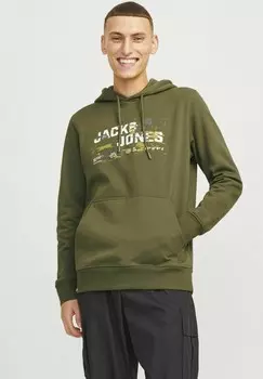 Толстовка с капюшоном JCOOUTDOOR LOGO Jack & Jones, темно-зеленый