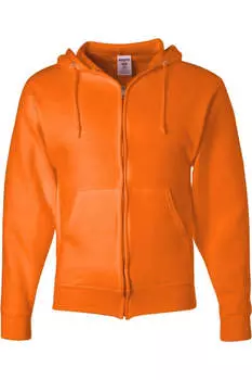 Толстовка с капюшоном JERZEES NuBlend на молнии, цвет safety orange