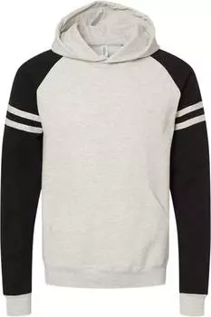 Толстовка с капюшоном JERZEES Nublend Varsity Colorblocked Raglan, цвет oatmeal heather/ black ink