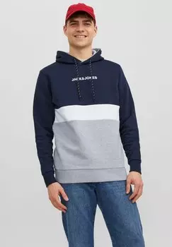 Толстовка с капюшоном JJEREID BLOCKING HOOD Jack & Jones, темно-синий пиджак