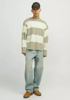 Толстовка с капюшоном JORBUSHWICK BLOCK CREW NECK Jack & Jones, мраморный оливково-зеленый