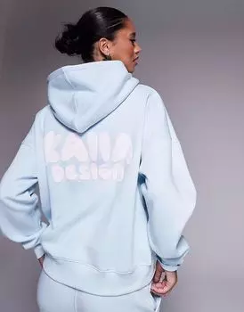 Толстовка с капюшоном Kaiia Design с большим логотипом-пузырем, светло-голубого цвета