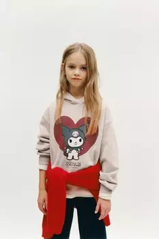 Толстовка с капюшоном kuromi sanrio ZARA, бежевый