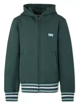 Толстовка с капюшоном Levi's Kids на молнии с отделкой в полоску, зеленый