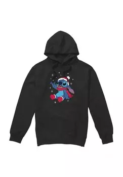 Толстовка с капюшоном LILO AND STITCH CHRISTMAS SNOWFLAKES PRINT Disney, черный